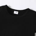 2pcs Baby Boy/Girl 95% Cotton Short-sleeve Letter Design Black Crop Top and Shorts Set Black