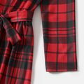 Christmas Red Plaid 3/4 Sleeve Belted Dress for Mom and Me Red