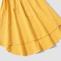100% Cotton Yellow V Neck Short-sleeve Belted Dress for Mom and Me Yellow