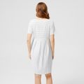 Maternity Stripe Short-sleeve Fold Pleated Dress ARTICLEGRAY