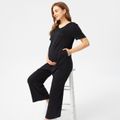 Maternity Black Minimalist Short-sleeve Jumpsuit Black