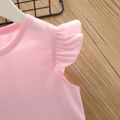 Toddler Girl Basic Solid Color Flutter-sleeve Tee pink