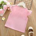 Toddler Girl Basic Solid Color Flutter-sleeve Tee pink
