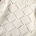 Baby Boy/Girl Solid Hollow-out Knitted Long-sleeve Pullover Sweater White image 5
