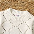 Baby Boy/Girl Solid Hollow-out Knitted Long-sleeve Pullover Sweater White image 4