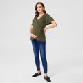 Nursing Lace-up Side Oblique Button Short-sleeve Tee Army green