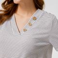 Maternity Side Button Decor V Neck Short-sleeve Stripe T-shirt White