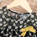 2-piece Kid Girl Floral Print Cold Shoulder Bowknot Design Chiffon Tee and Elasticized Shorts Set Yellow