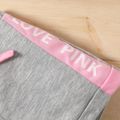 Baby Girl Letter Print Colorblock Elasticized Waist Shorts Light Grey