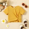 Toddler Girl Solid Color Twist Knot Short-sleeve Tee Yellow