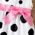 Baby Girl Satin Bowknot Design Polka Dots Sleeveless Tank Dress White