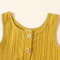 Baby Girl Solid Textured Button Up Sleeveless Tank Dress Ginger-2