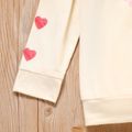 Valentine's Day Kid Girl Letter Heart Print Pullover Sweatshirt LightApricot