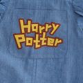 Harry Potter 2pcs Toddler Girl Allover Print Short-sleeve Tee and Ruffled Letter Print 100% Cotton Denim Overalls Set DENIMBLUE