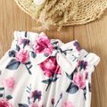 3-piece Toddler Girl Flounce Schiffy Design Tank Top, Floral Print Pants and Headband Set Pink