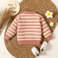 Baby Boy/Girl Striped Knitted Textured Long-sleeve Pullover Sweater Pink image 3