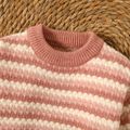 Baby Boy/Girl Striped Knitted Textured Long-sleeve Pullover Sweater Pink image 4