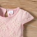 Baby Girl Pink Lace Cap-sleeve Mesh Dress Pink