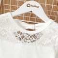 Kid Girl Lace Design Backless  Bowknot Design Half Bell sleeves Solid Color Dress White image 3