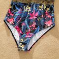 Family Matching All Over Floral Print Swim Trunks Shorts and Golden Webbing Sleeveless One-Piece Swimsuit Black image 5