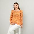 Maternity Floral Allover Square Neck Long-sleeve T-shirt Yellow