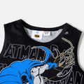 Batman 2pcs Kid Boy Letter Print Tank Top and Elasticized Gray Shorts Set Black