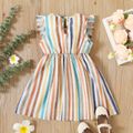 Toddler Girl Stripe Ruffled Bowknot Design Sleeveless Dress Multi-color image 2