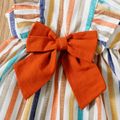 Toddler Girl Stripe Ruffled Bowknot Design Sleeveless Dress Multi-color image 4