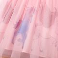 Toddler Girl Unicorn Print Floral Design Short-sleeve Mesh Pink Dress pink
