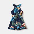 Colorful Floral Print Halter Neck Off Shoulder Sleeveless Ruffle Romper for Mom and Me Colorful