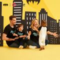 Batman-Familie, passende Fledermaus- und Buchstabendrucke, schwarze Kurzarm-Baumwoll-T-Shirts schwarz