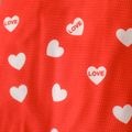 Baby Girl Allover Love Heart and Letter Print Halter Neck Sleeveless Jumpsuit Red