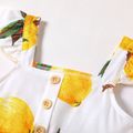 2pcs Baby Girl Allover Lemon Print Flutter-sleeve Romper with Headband Set White