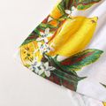 2pcs Baby Girl Allover Lemon Print Flutter-sleeve Romper with Headband Set White