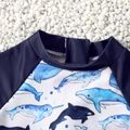 2pcs Toddler Boy Shark Print Onepiece Swimsuit and Cap Set Grey image 3