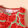 Baby Girl Allover Fruit Print Ruffle Sleeveless Tank Top Red