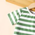 Toddler Boy Animal Dinosaur Print/Stripe Pocket Design Short-sleeve Tee Green