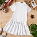 Kid Girl Solid Color Short-sleeve Pique Polo Dress White image 5