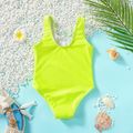 Baby Girl Letter Print Fluorescent Color Sleeveless One-Piece Swimsuit LUMINOUSYELLOW image 3