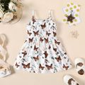 Baby Girl All Over Butterfly Print Spaghetti Strap Bowknot Dress Brown