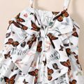 Baby Girl All Over Butterfly Print Spaghetti Strap Bowknot Dress Brown