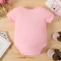 100% Cotton Baby Girl Ladybug and Letter Print Pink Short-sleeve Romper Light Pink