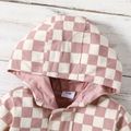 Baby Girl Pink Checkered Long-sleeve Hooded Zip Jacket Pink