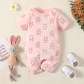 Bunny Allover Short-sleeve Pink Baby Romper Pink