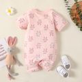 Bunny Allover Short-sleeve Pink Baby Romper Pink