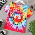 Kid Boy 100% Cotton Animal Tie Dyed Casual Short-sleeve Tee Multi-color