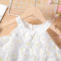Kid Girl 3D Floral Design Bowknot Decor Mesh Halter Dress White