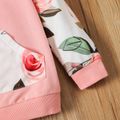 Sibling Matching Pink Splicing Floral Print Long-sleeve Sets Pink