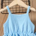 2pcs Toddler Girl 100% Cotton Solid Color Peplum Crepw Camisole and Elasticized Pants Set Blue image 5