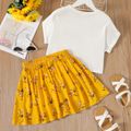 Kid Girl Floral Letter print Skirt suit yellowwhite